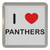 I Love Panthers - Plastic Tea Coaster / Beer Mat