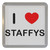 I Love Staffys - Plastic Tea Coaster / Beer Mat