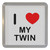 I Love My Twin - Plastic Tea Coaster / Beer Mat