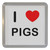 I Love Pigs - Plastic Tea Coaster / Beer Mat I Love Pigs - Plastic Tea Coaster / Beer Mat