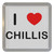 I Love Chillis - Plastic Tea Coaster / Beer Mat