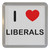 I love Liberals - Plastic Tea Coaster / Beer Mat