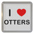I Love Otters - Plastic Tea Coaster / Beer Mat