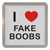 I Love Fake Boobs - Plastic Tea Coaster / Beer Mat I Love Fake Boobs - Plastic Tea Coaster / Beer Mat