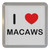 I Love Macaws - Plastic Tea Coaster / Beer Mat