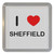 I Love Sheffield - Plastic Tea Coaster / Beer Mat