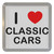 I Love Classic Cars - Plastic Tea Coaster / Beer Mat