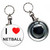 I Love Netball - 55mm Button Badge Bottle Opener