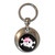 Black Skull with Bow - Round Metal Key Ring