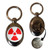 Red Nuclear Symbol - Silver £1/€1 Shopping Key Ring Red Nuclear Symbol - Silver £1/€1 Shopping Key Ring