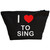 I Love To Sing - Black Make Up Bag