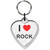 I Love Rock Small Heart Shaped Key Ring