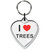 I Love Trees Small Heart Shaped Key Ring