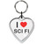 I love Sci Fi Small Heart Shaped Key Ring I love Sci Fi Small Heart Shaped Key Ring