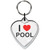 I Love Pool Small Heart Shaped Key Ring