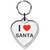 I Love Santa Small Heart Shaped Key Ring