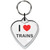 I Love Trains Small Heart Shaped Key Ring