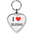 I Love Sushi Small Heart Shaped Key Ring