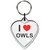 I Love Owls Small Heart Shaped Key Ring I Love Owls Small Heart Shaped Key Ring