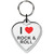 I Love Rock and Roll Small Heart Shaped Key Ring