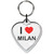 I Love Milan Small Heart Shaped Key Ring