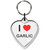 I Love Garlic Small Heart Shaped Key Ring