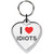 I love Idiots Small Heart Shaped Key Ring I love Idiots Small Heart Shaped Key Ring