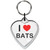 I Love Bats Small Heart Shaped Key Ring I Love Bats Small Heart Shaped Key Ring
