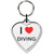 I Love Diving Small Heart Shaped Key Ring I Love Diving Small Heart Shaped Key Ring