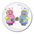 White Robot Couple - Round Compact Mirror