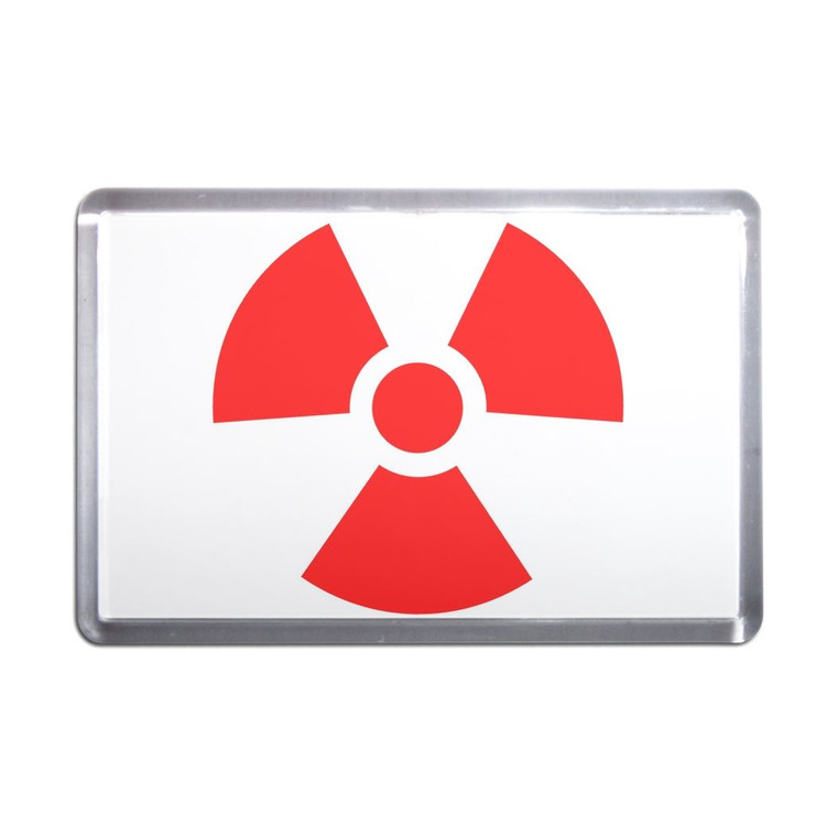 Red Nuclear Symbol - Plastic Fridge Magnet