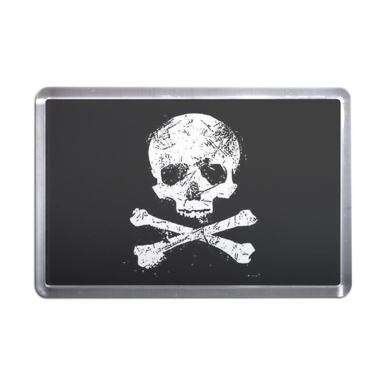 Distressed Skull and Crossbones - Plastic Fridge Magnet