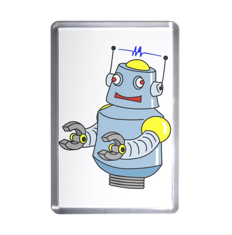 White Boy Robot - Plastic Fridge Magnet