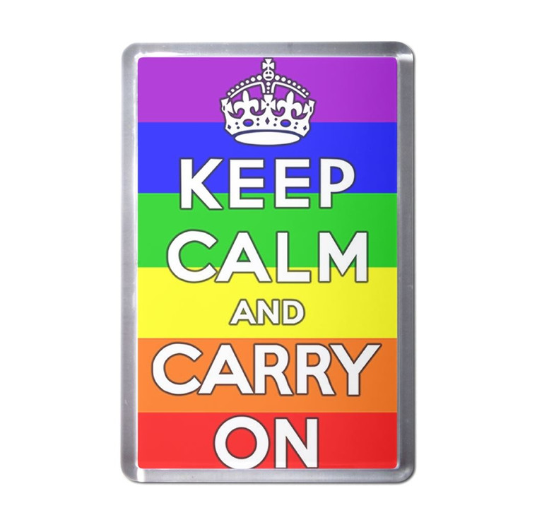 Gay Flag Keep Calm and Carry On - Plastic Fridge Magnet