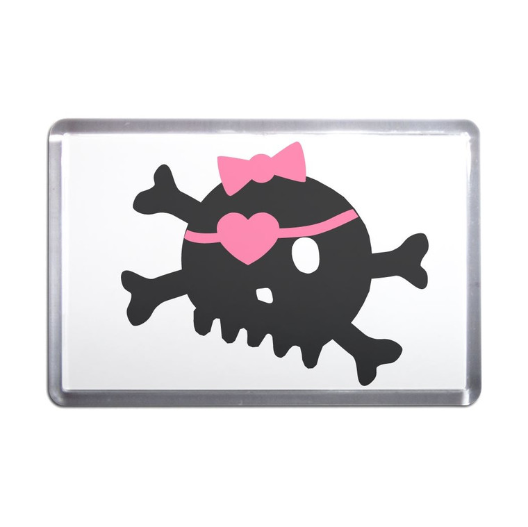 White Skull with Bow - Plastic Fridge Magnet White Skull with Bow - Plastic Fridge Magnet