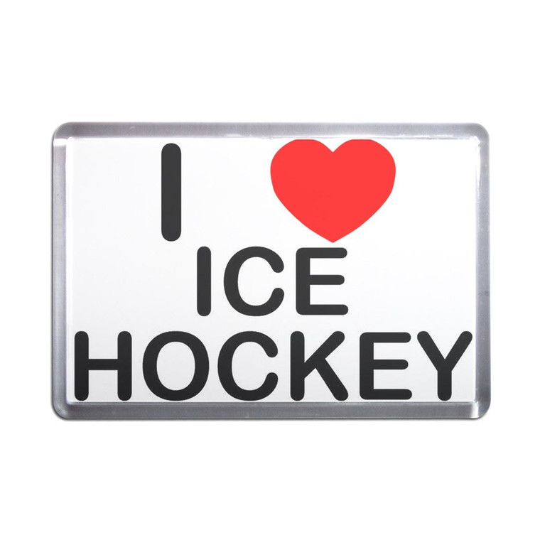 I Love Ice Hockey - Plastic Fridge Magnet