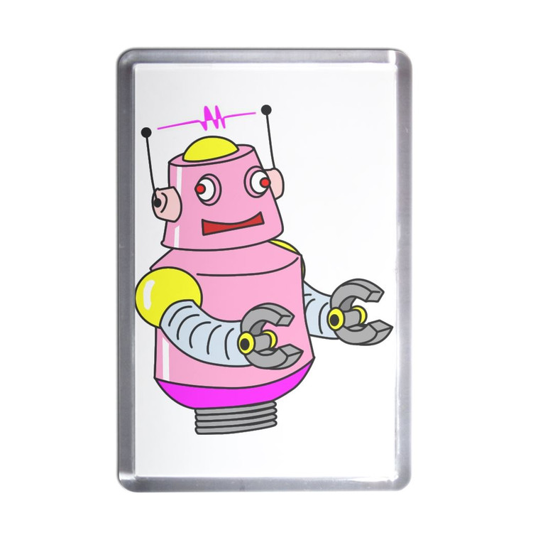 White Girl Robot - Plastic Fridge Magnet