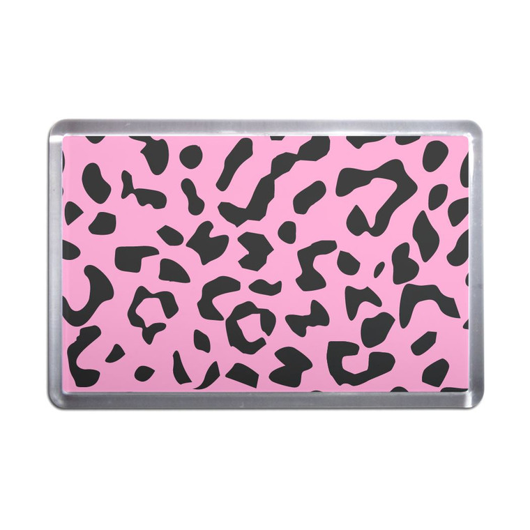 Pink Leopard Print - Plastic Fridge Magnet