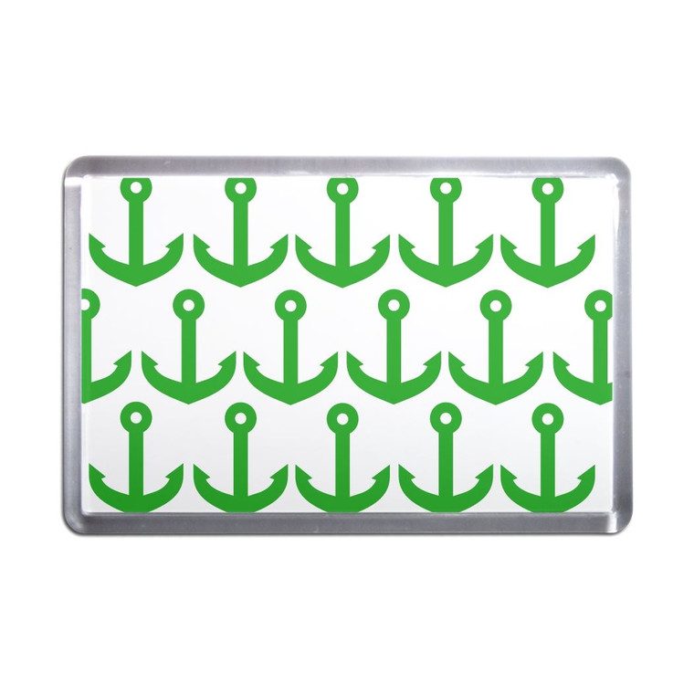 Anchor Green Pattern - Plastic Fridge Magnet