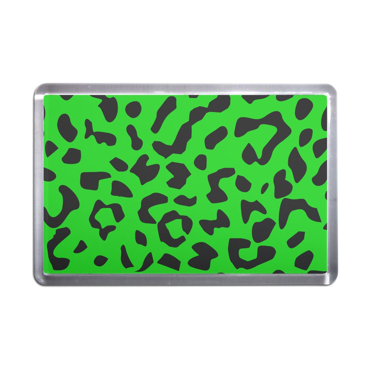 Green Leopard Print - Plastic Fridge Magnet