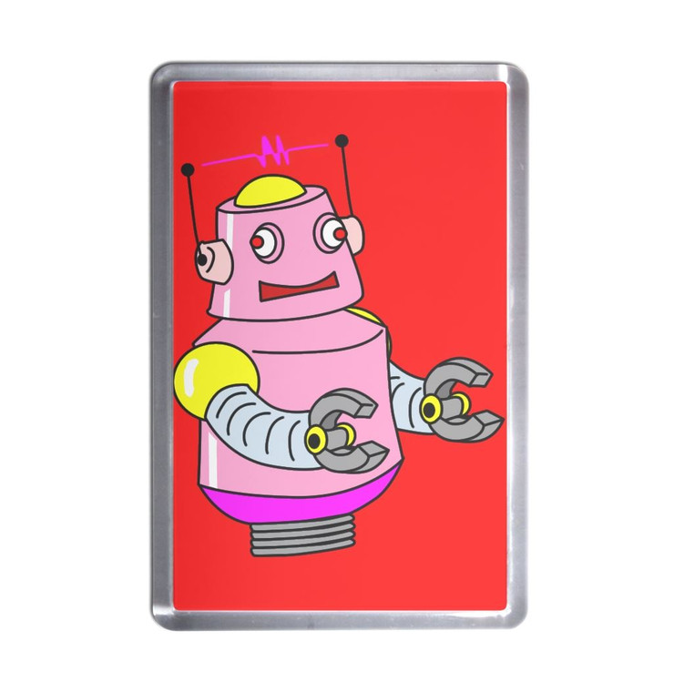 Red Girl Robot - Plastic Fridge Magnet