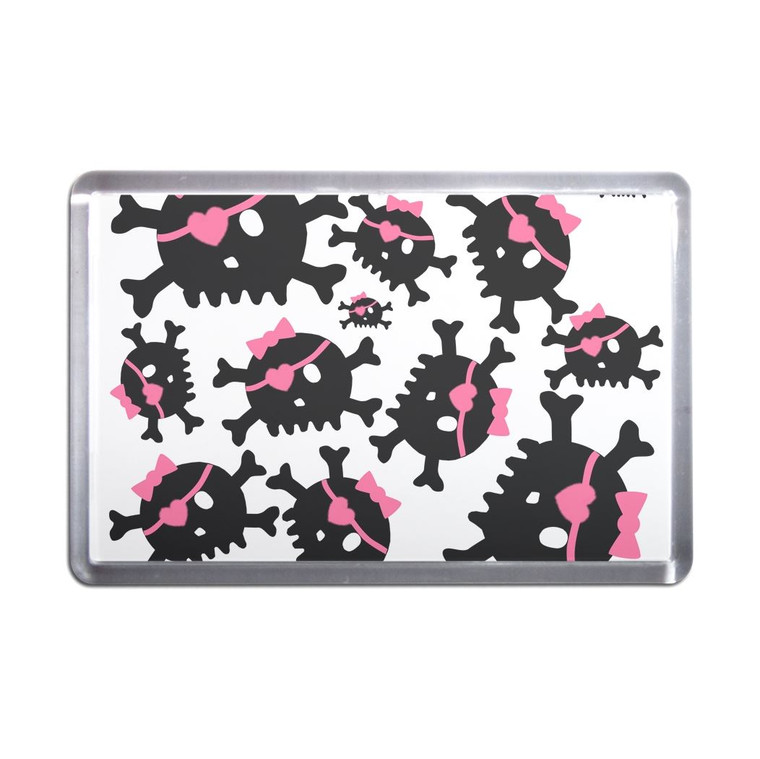 Skull Bow Pattern - Plastic Fridge Magnet