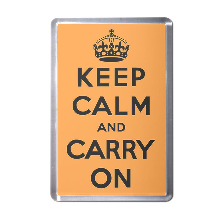 Orange Keep Calm and Carry On - Plastic Fridge Magnet