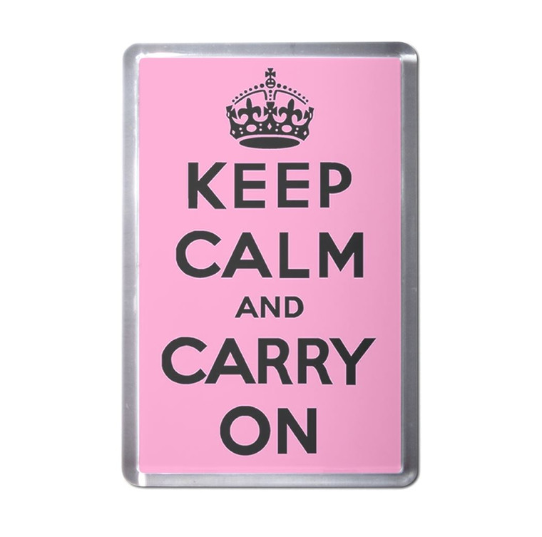 Pink Keep Calm and Carry On - Plastic Fridge Magnet