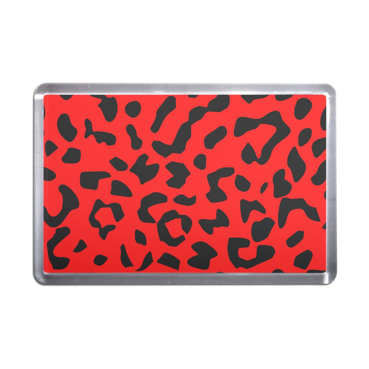 Red Leopard Print - Plastic Fridge Magnet