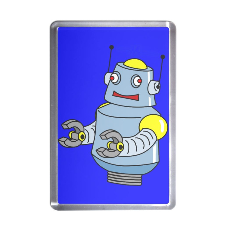 Blue Boy Robot - Plastic Fridge Magnet