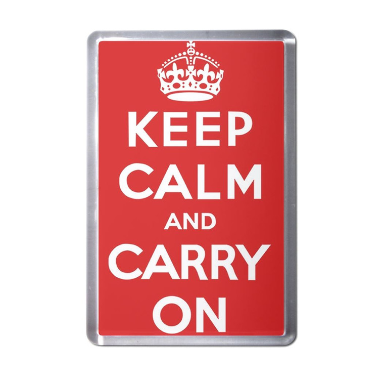 Red Keep Calm and Carry On - Plastic Fridge Magnet