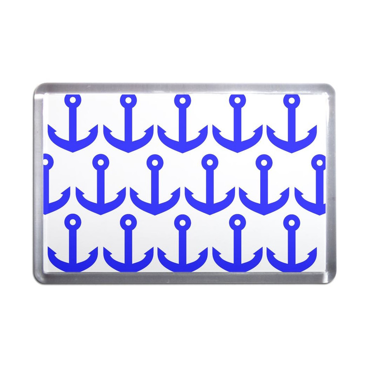 Anchor Blue Pattern - Plastic Fridge Magnet