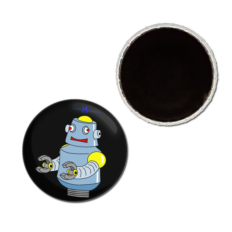 Black Boy Robot - Button Badge Fridge Magnet