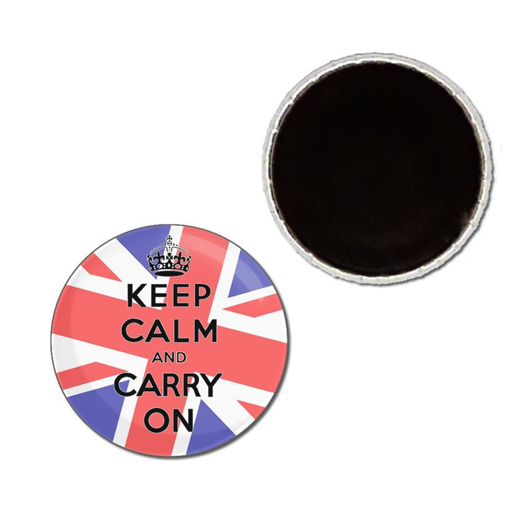 UK Keep Calm and Carry On - Button Badge Fridge Magnet